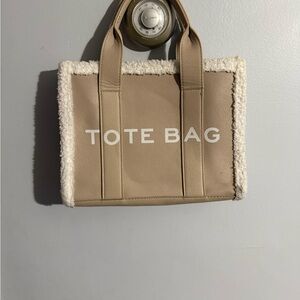 Beige Tote Bag with White Trim